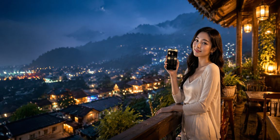 Người dùng tại Sa Pa nhận thưởng VIP bonus khi uống cà phê buổi sáng với điện thoại